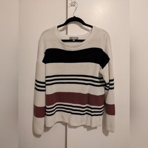 Marled Striped Cream Sweater Size Medium